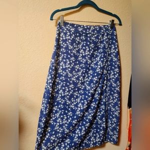 Timeless, long, blue, floral, high split skirt